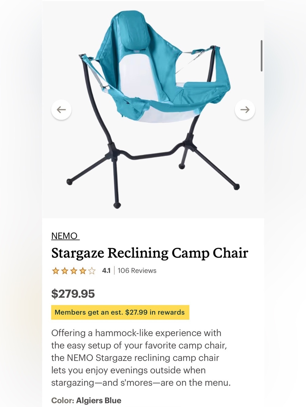 Stargaze Reclining Camp Chair - Algiers Blue